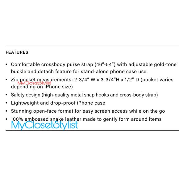 Bandolier MIRROR Snake Black 13 Pro iPhone Case Strap SET! NWT Purse Crossbody - Picture 3 of 12